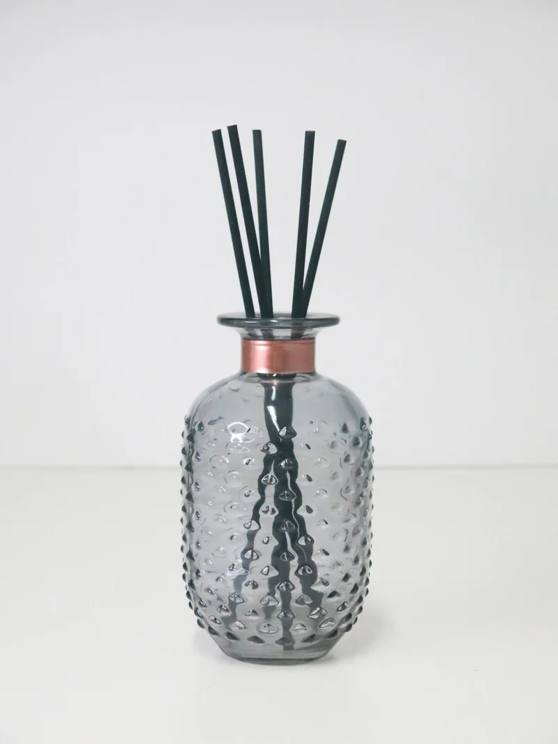 ميسي Anthracite Glass Vase with Copper Neck (15 Cm)