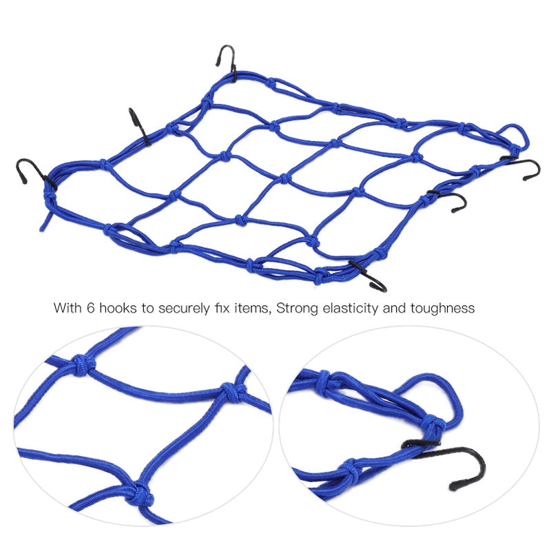 Blue Elastic Nylon Net Luggage Storage For Motorcycles Electric Vehicles 30cm X 30cm - Image 3