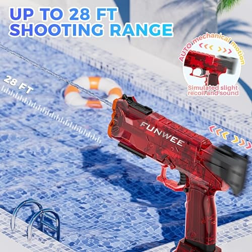 Funwee Electric Water Gun Most Powered Full Automatic Water Squirt Pistol for Adults Kids 2832 FT Long Range Auto Classic Powerful Strongest Water Blaster Outdoor Swimming Pool Gift Toy - Image 5