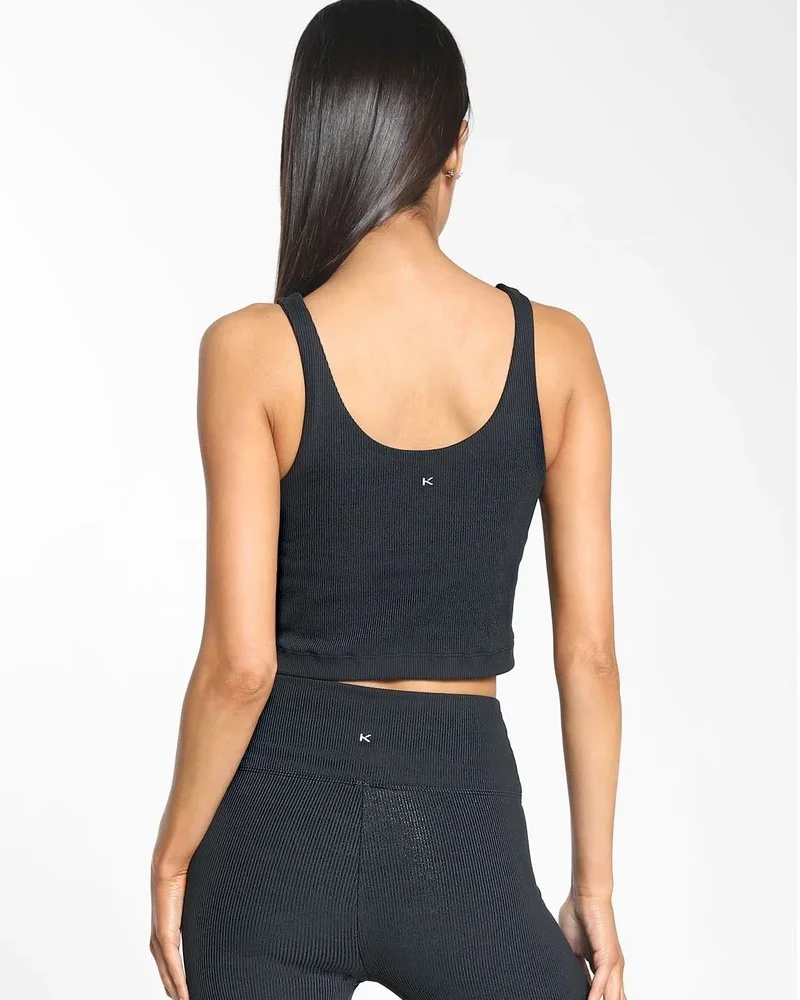Koral Koral Active Korra Rib Crop Top-Black A583R22-M