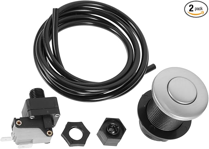 2 Pack Garbage Disposal Replacement Air Hose Kit Cordless Button for Sink Bathtub Waste Disposer - Image 1