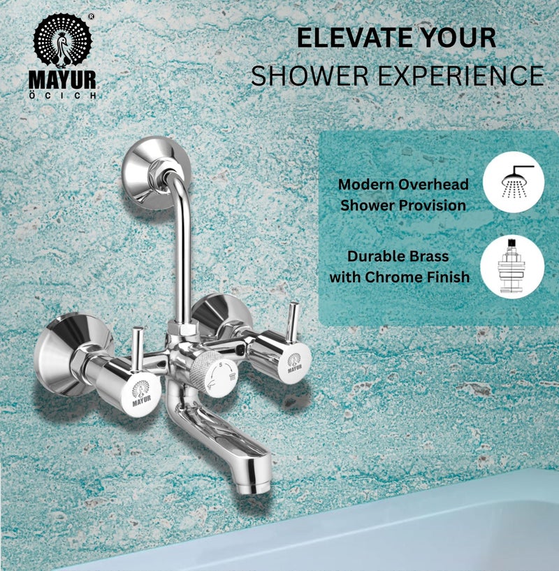 MAYUR ÖCICH Brass Wall Mixer Tap for Bathroom with Overhead Shower Arrangement (Flare) | Chrome Finish, Hot & Cold Water Mixer, 10-Year Warranty - Image 3
