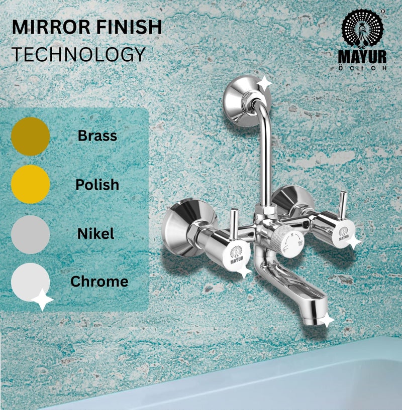 MAYUR ÖCICH Brass Wall Mixer Tap for Bathroom with Overhead Shower Arrangement (Flare) | Chrome Finish, Hot & Cold Water Mixer, 10-Year Warranty - Image 4