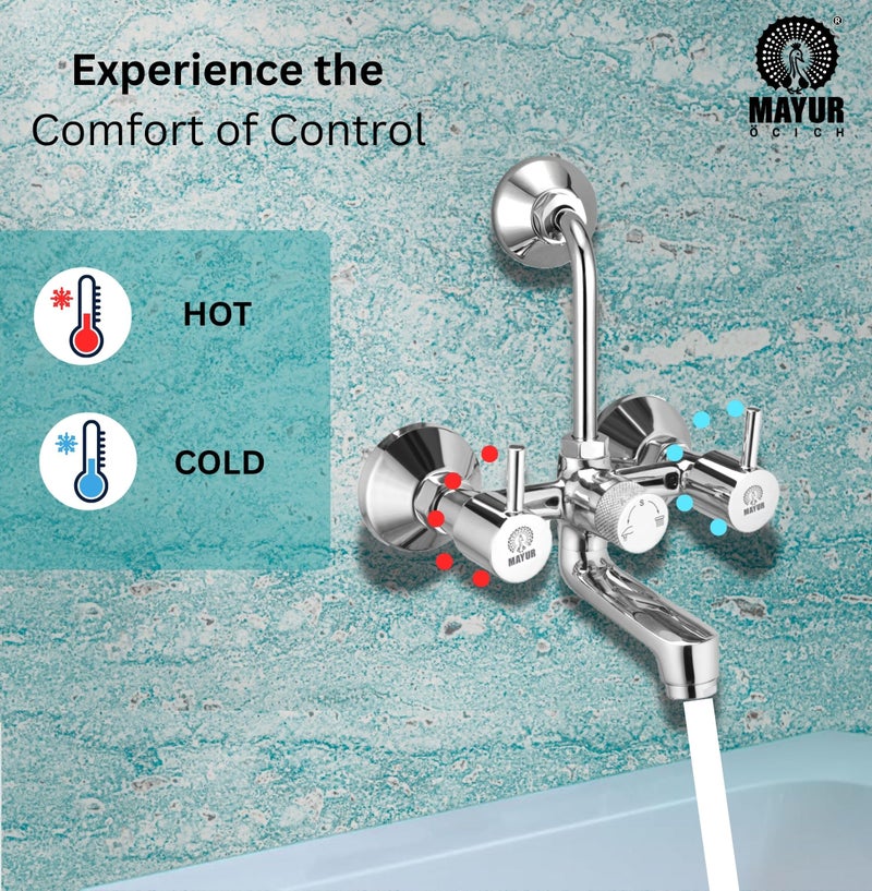 MAYUR ÖCICH Brass Wall Mixer Tap for Bathroom with Overhead Shower Arrangement (Flare) | Chrome Finish, Hot & Cold Water Mixer, 10-Year Warranty - Image 5