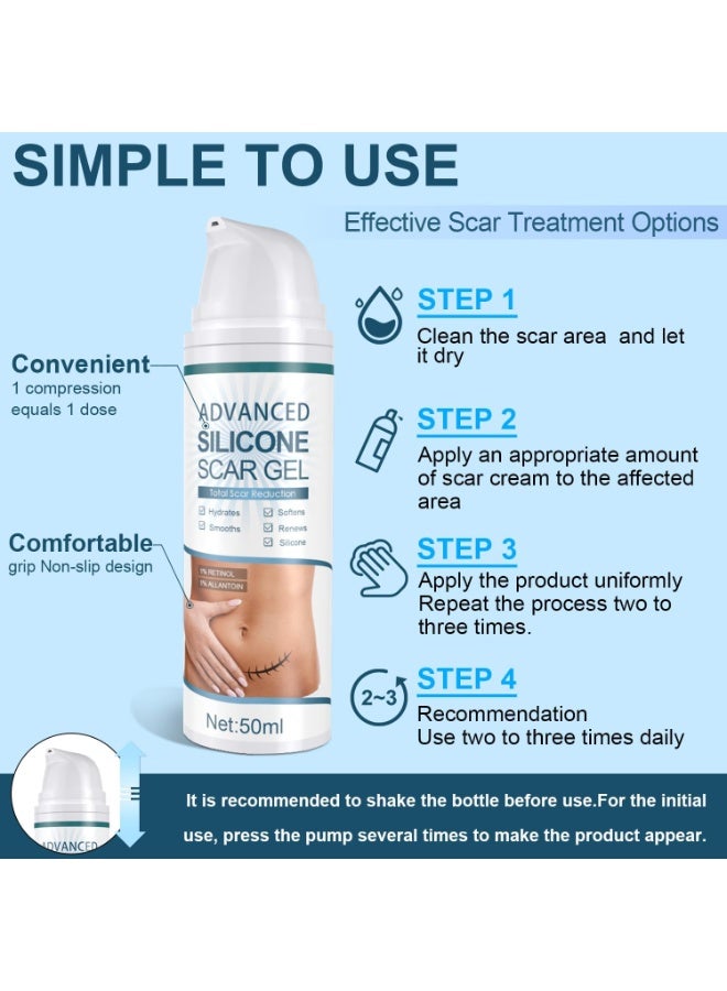 MJZ 50ml Scar Cream, Silicone Scar Gel, Treats Old and New Scars, Scar Removal Cream, Scar Treatment, Reduces the Appearance of Scars from, Body, Face, Stretch Marks, Surgical Scar, Keloids, Acne, Burns and More - Image 2