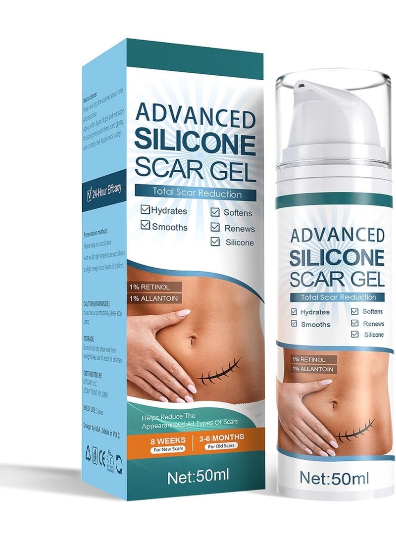 MJZ 50ml Scar Cream, Silicone Scar Gel, Treats Old and New Scars, Scar Removal Cream, Scar Treatment, Reduces the Appearance of Scars from, Body, Face, Stretch Marks, Surgical Scar, Keloids, Acne, Burns and More - Image 1