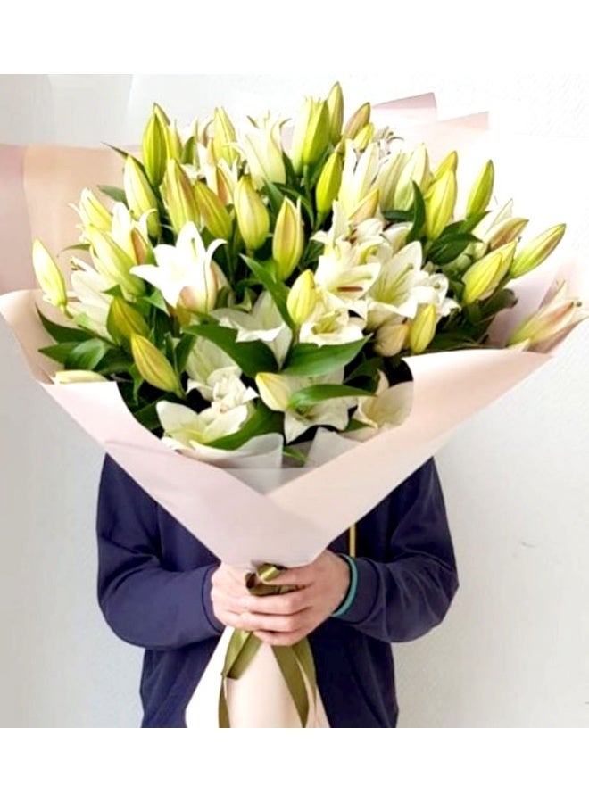 Carmel Flowers 15 White Lilly Bouquet - Image 2