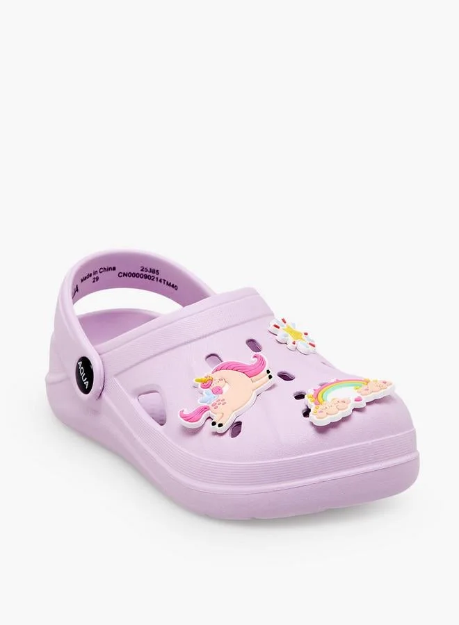 أكوا Girls Unicorn Jibbitz Clogs