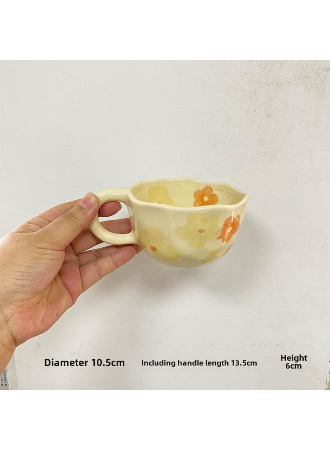 Hand Kneading Special-shaped Ceramic Coffee Cup Flower Creative Mug High Color Value Breakfast Cup Juice Cup Milk Cup 