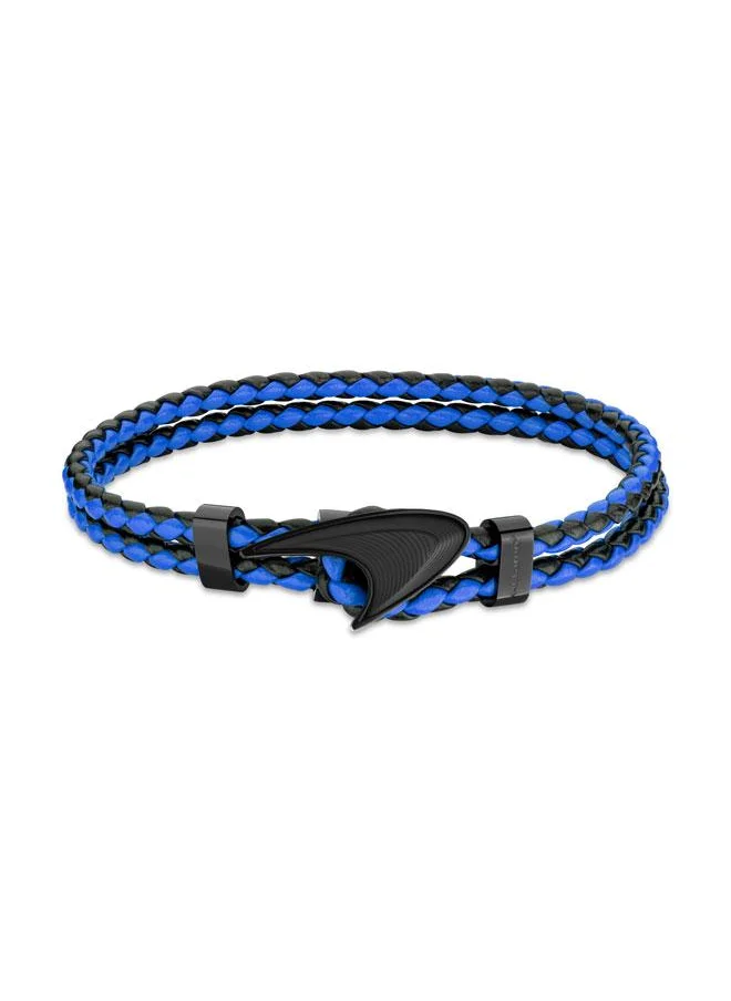 مكلارين Afiliet Leather Blue and Black Bracelet for Men (Large)