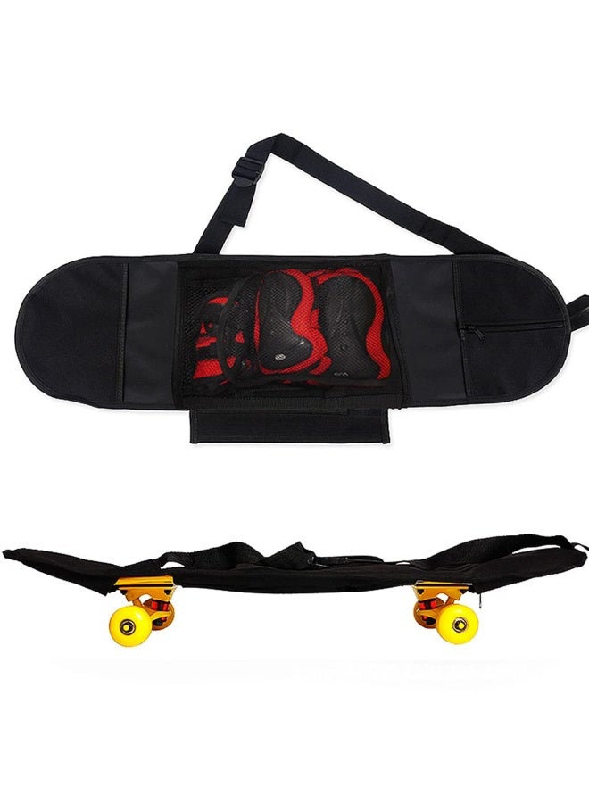 حقيبة التزلج حقيبة الظهر رقيقة قابلة للطي نايلون التزلج مجلس حمل حقائب مع قفازات حقيبة المحمولة Longboard تخزين يدوي منظم مع حزام قابل للتعديل للسفر في الهواء الطلق (80 * 20 سم) - Image 1