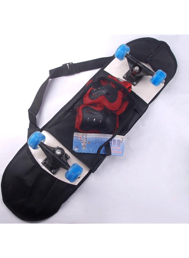 حقيبة التزلج حقيبة الظهر رقيقة قابلة للطي نايلون التزلج مجلس حمل حقائب مع قفازات حقيبة المحمولة Longboard تخزين يدوي منظم مع حزام قابل للتعديل للسفر في الهواء الطلق (80 * 20 سم) - Image 2