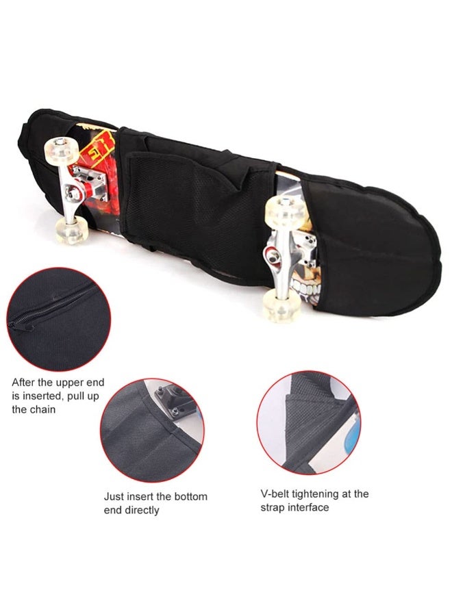 حقيبة التزلج حقيبة الظهر رقيقة قابلة للطي نايلون التزلج مجلس حمل حقائب مع قفازات حقيبة المحمولة Longboard تخزين يدوي منظم مع حزام قابل للتعديل للسفر في الهواء الطلق (80 * 20 سم) - Image 3