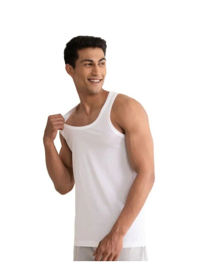 Lux Neo-Cotton Men's Sleeveless Vest | Antibacterial Freshness | White Pack of 3  - Image 1