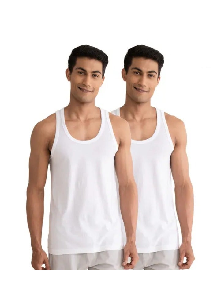 Lux Neo-Cotton Men's Sleeveless Vest | Antibacterial Freshness | White Pack of 3  - Image 2