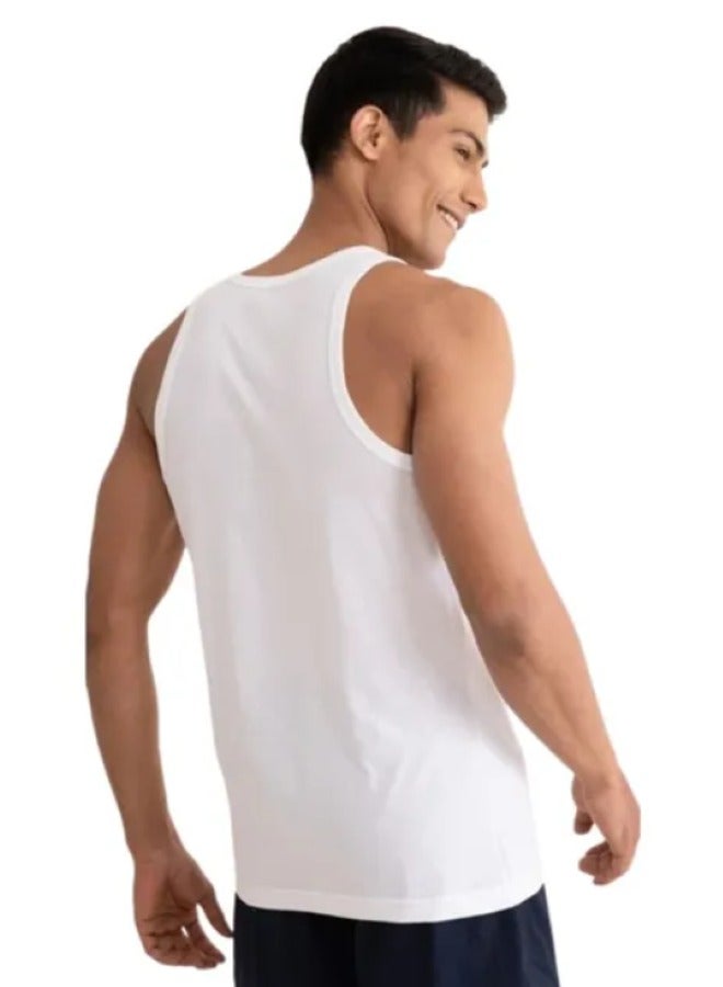 Lux Neo-Cotton Men's Sleeveless Vest | Antibacterial Freshness | White Pack of 3  - Image 3
