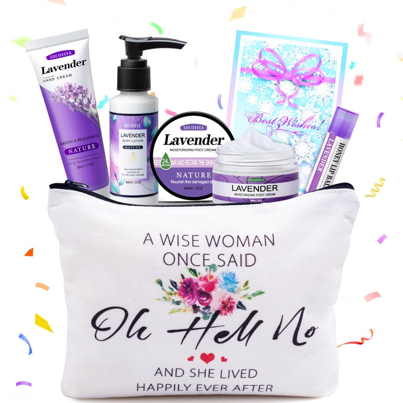 LUCOTIYA Gifts for Women Best Friends Gifts Travel Size Toiletries Kit Self Care Gifts for Sister Friends,Mom, Teacher,Grandma Lavender Gifts for Her Birthday Christmas - Image 1