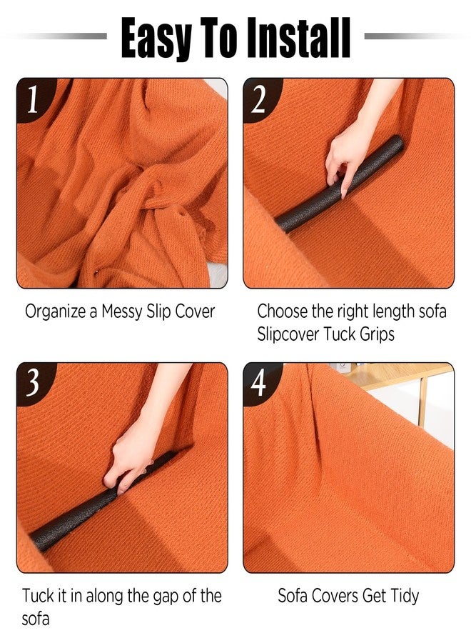 LEIFIDE 10 Pcs Sofa Slipcover Tuck Grips in Two Sizes, 15.7" and 7.9" Thicker Stretch Non Slip Foam Stick Stays for Sofa Essential Tuck Grips for Slipcovers Furniture Protector Armchairs (Black) - Image 4