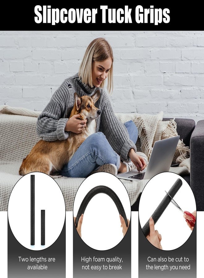 LEIFIDE 10 Pcs Sofa Slipcover Tuck Grips in Two Sizes, 15.7" and 7.9" Thicker Stretch Non Slip Foam Stick Stays for Sofa Essential Tuck Grips for Slipcovers Furniture Protector Armchairs (Black) - Image 3