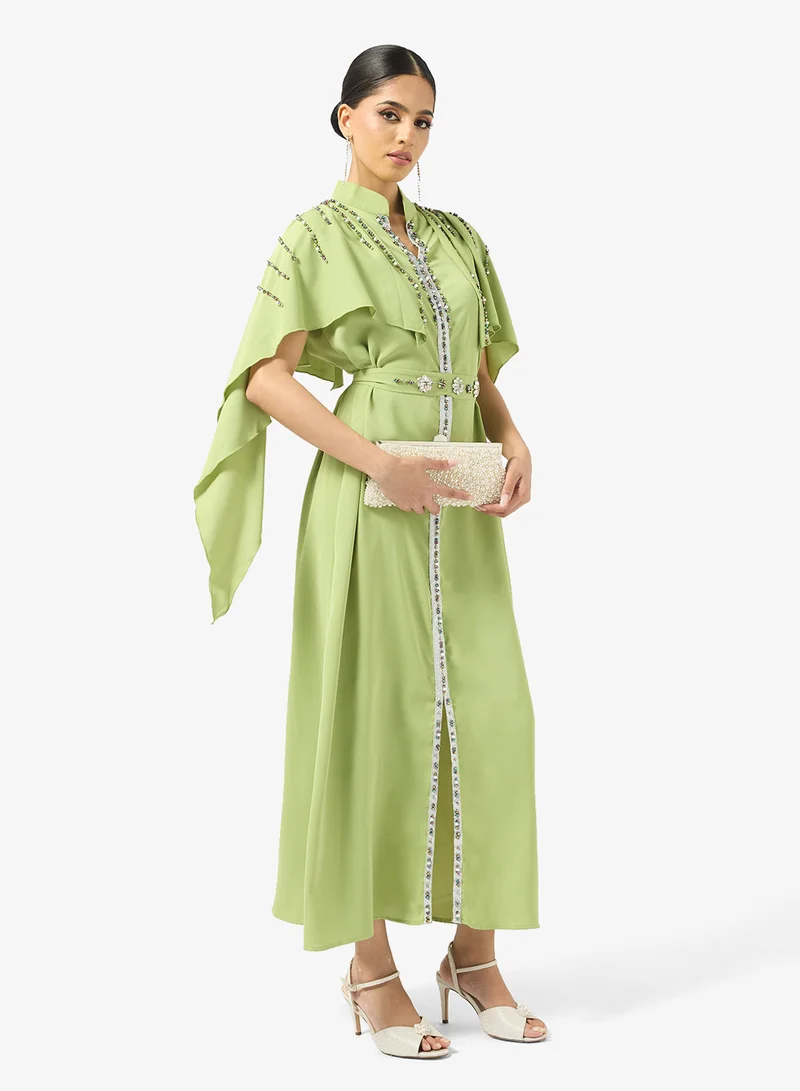 خزانة Embellished Cape Styled Dress