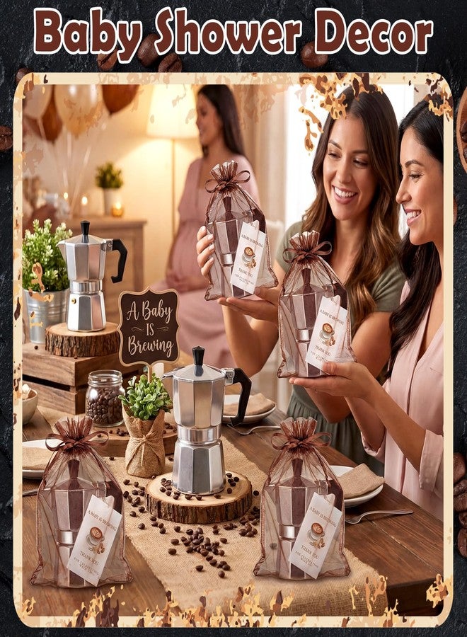 Suttmin 6 Set A Baby is Brewing Baby Shower Party Favors Aluminum Moka Pot with Sack and Card Classic Coffee Maker for Coffee Theme Gender Reveal Party Decor Birthday Guests Favor - Image 3