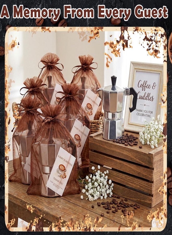 Suttmin 6 Set A Baby is Brewing Baby Shower Party Favors Aluminum Moka Pot with Sack and Card Classic Coffee Maker for Coffee Theme Gender Reveal Party Decor Birthday Guests Favor - Image 2
