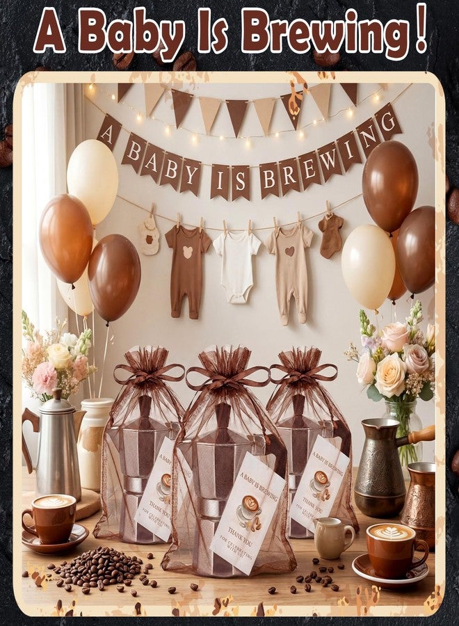 Suttmin 6 Set A Baby is Brewing Baby Shower Party Favors Aluminum Moka Pot with Sack and Card Classic Coffee Maker for Coffee Theme Gender Reveal Party Decor Birthday Guests Favor - Image 5