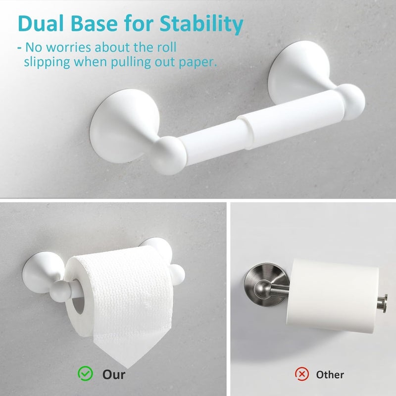 BGL Bathroom Accessories Set, White Paint Expandable Towel Bar 4-Piece Bathroom Accessory Set Wall Mounted Towel Ring Robe Hook Toilet Paper Holder Towel Holder - Image 5