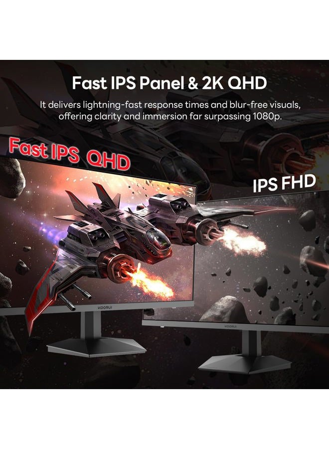 KOORUI 27 inch 1440p Gaming Monitor 2K QHD (2560x1440) 260Hz(Support 240hz) Refresh Rate,Fast IPS, 1ms,3-Sided Frameless,Adaptive Sync, VESA, Support DP & HDMI G2721X - Image 4