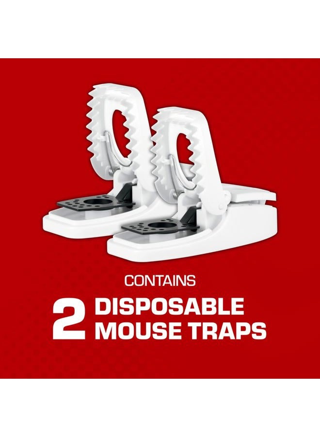 TOMCAT Press 'N Set Mouse Trap, Plastic, Spring-Loaded Mouse Killer with Grab-Tab, 2 Traps - Image 2