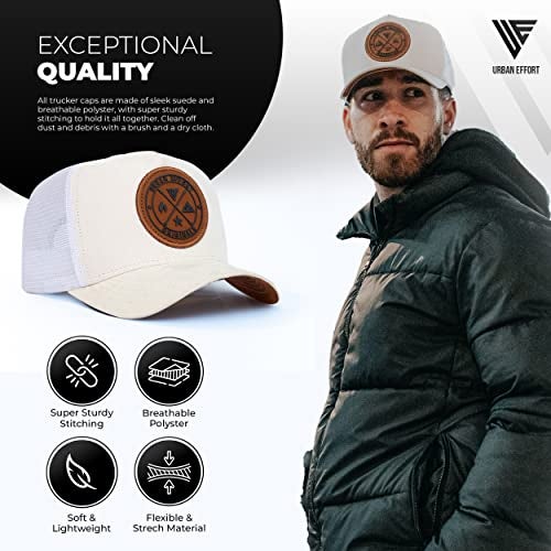 Urban Effort Mesh Back Cap - for Men and Women Baseball Hat 5-Panel Trucker Hat - Great Snapback Closure for Hunting & Hiking (White) - Image 2