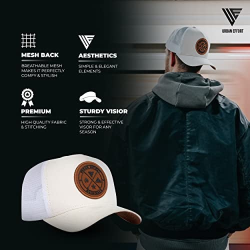 Urban Effort Mesh Back Cap - for Men and Women Baseball Hat 5-Panel Trucker Hat - Great Snapback Closure for Hunting & Hiking (White) - Image 4