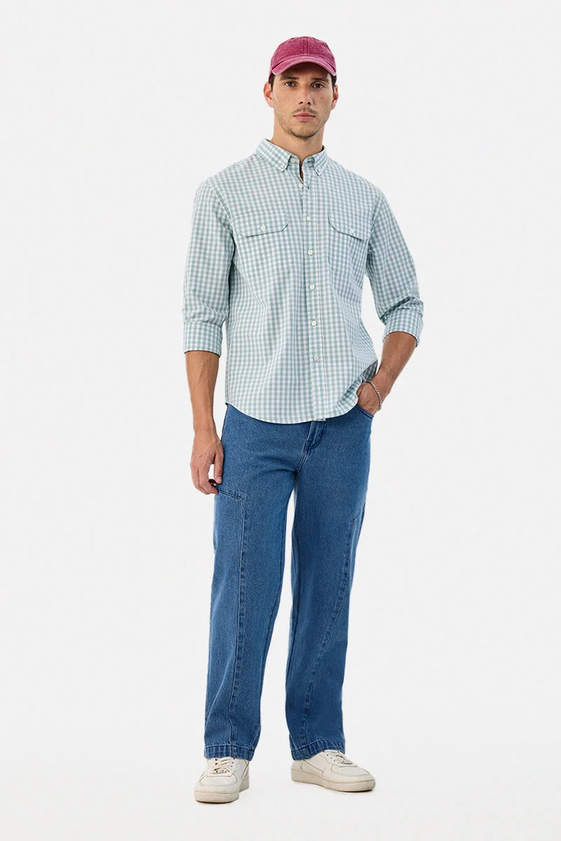 سنيتش Blue Solid Wide Leg Casual Jeans