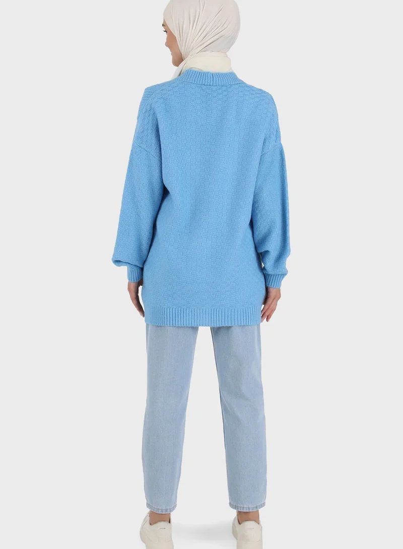 Benin by modanisa Knitted Button Detail Cardigan