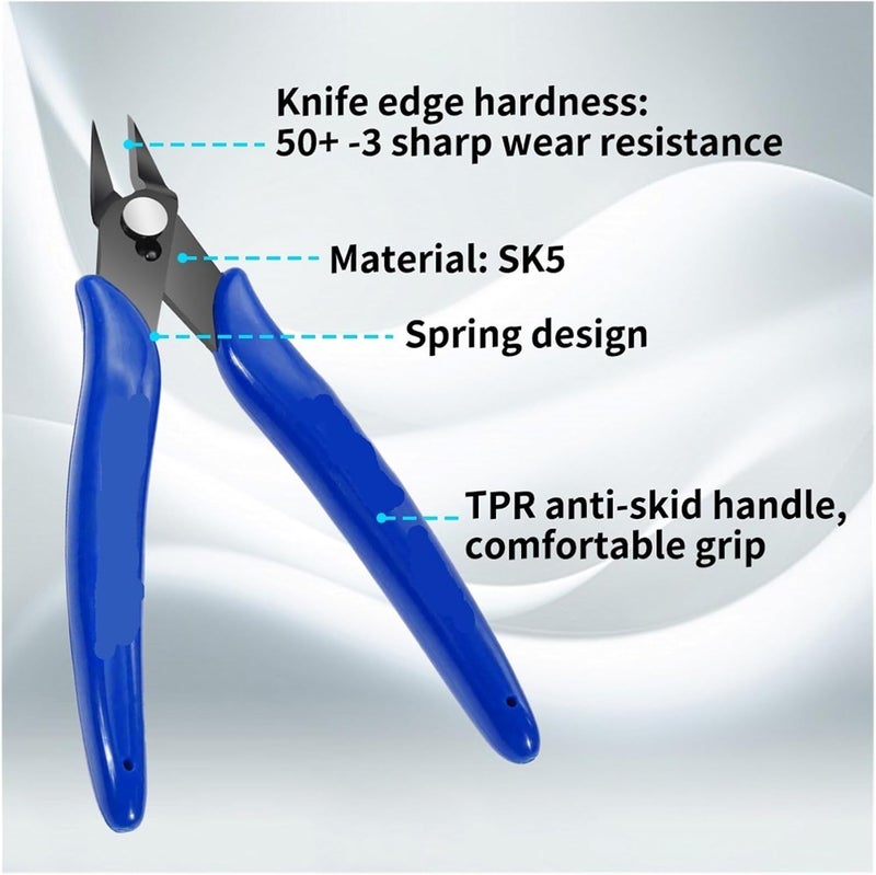 170 Blue Flush Cutter Mini Diagonal Cutting Plier Electrical Wire Cable Metal Snips Flush Pliers Convenient Durable Tool(2pcs) - Image 3