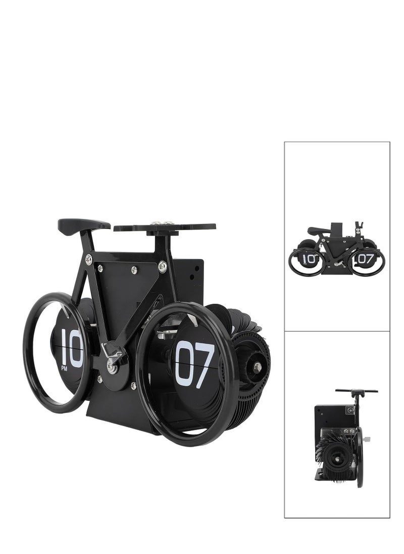 Generic - Vintage Flip Desk Clock, Bike Shape Flip Clock, Retro Mechanical Battery Powered Gear Operated Timer Reminder Table Clock for Office Home - Image 1