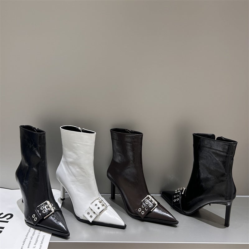 French Show Pointed Side Zip Tisso Heel Boots - Image 2