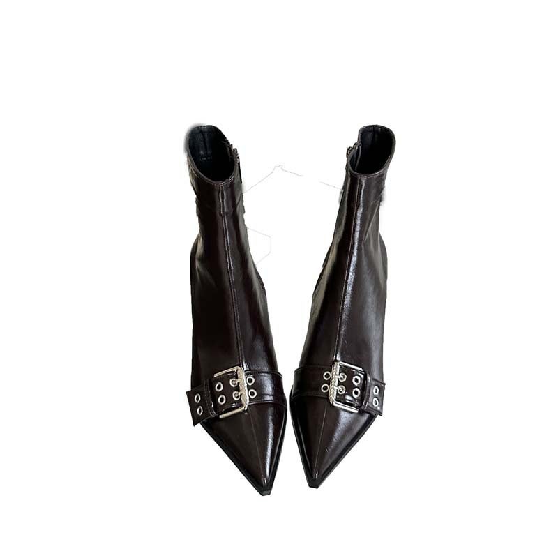 French Show Pointed Side Zip Tisso Heel Boots - Image 3