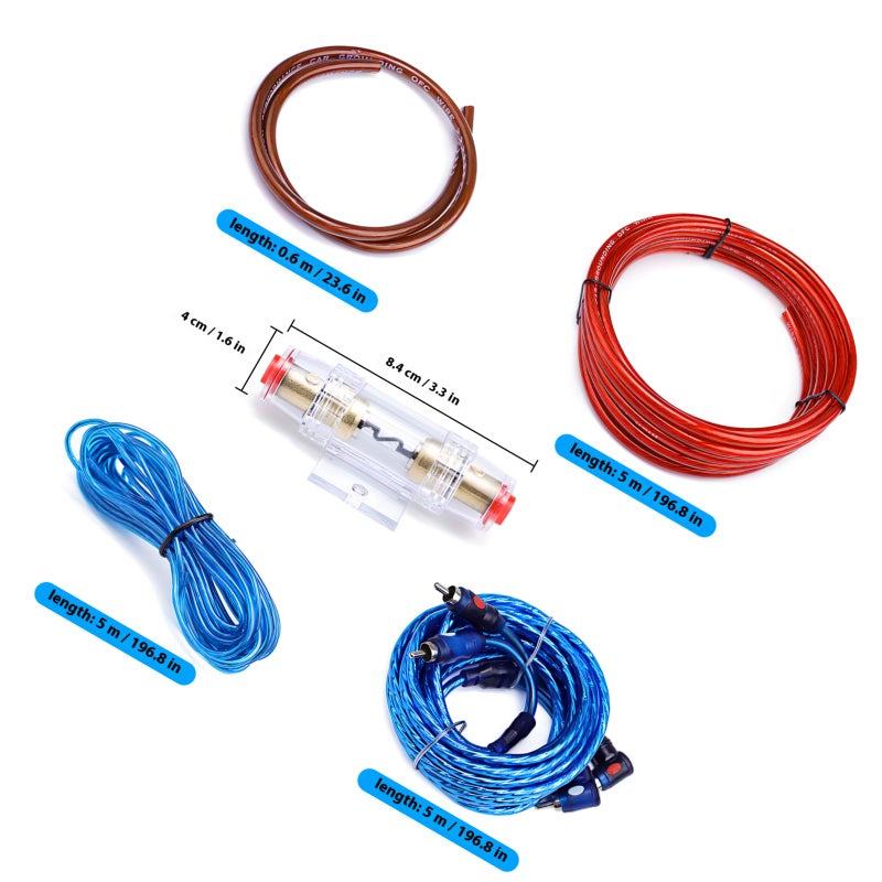 1 Set Amplifier Wiring Kit Subwoofer Wiring Amplifier Installation Wiring Kit Audio Wire Kit Audio Systems Kit For Vehicles - Image 2