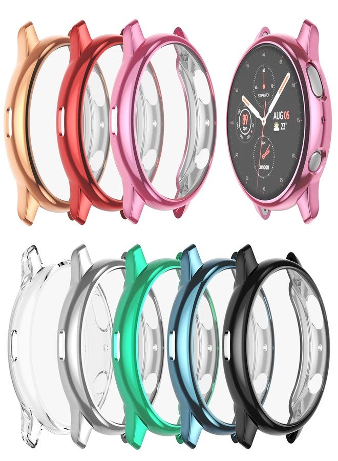 BHARVEST [8 Pack] Screen Protector Case Compatible with Samsung Galaxy Watch Active 2 44mm, Flexible TPU Plated All Round Scratch Resistant Protective Bumper Case (8 Colors, Active 2 44mm) - Image 1