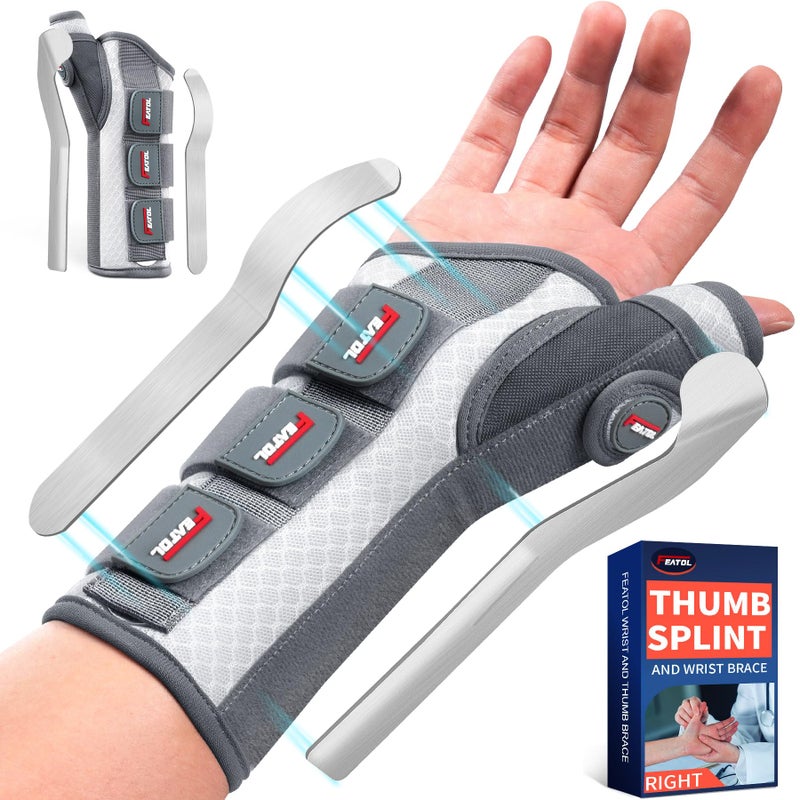 FEATOL Carpal Tunnel Wrist Brace Night Support Thumb Spica Splint Right Hand for De Quervains Tenosynovitis Tendonitis Wrist Brace With Thumb SupportSmallMediumWomen Men Pink