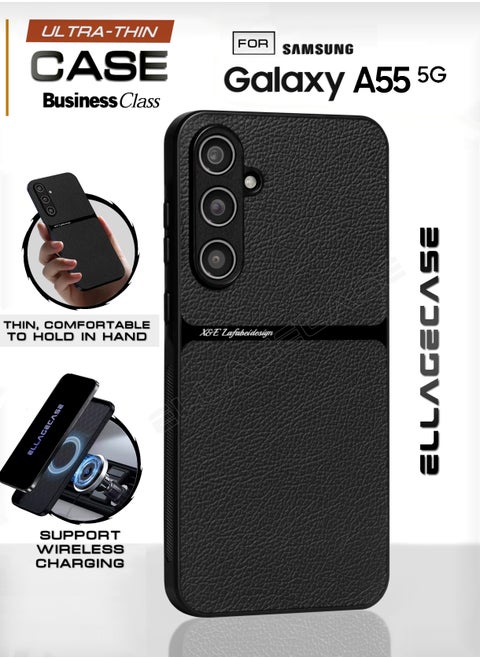 Business Class Case for Samsung Galaxy A55 5G, Ultra-Thin, Built-in Magnetic Plate, Wireless Charging, Shockproof, Full Camera Lens Protection