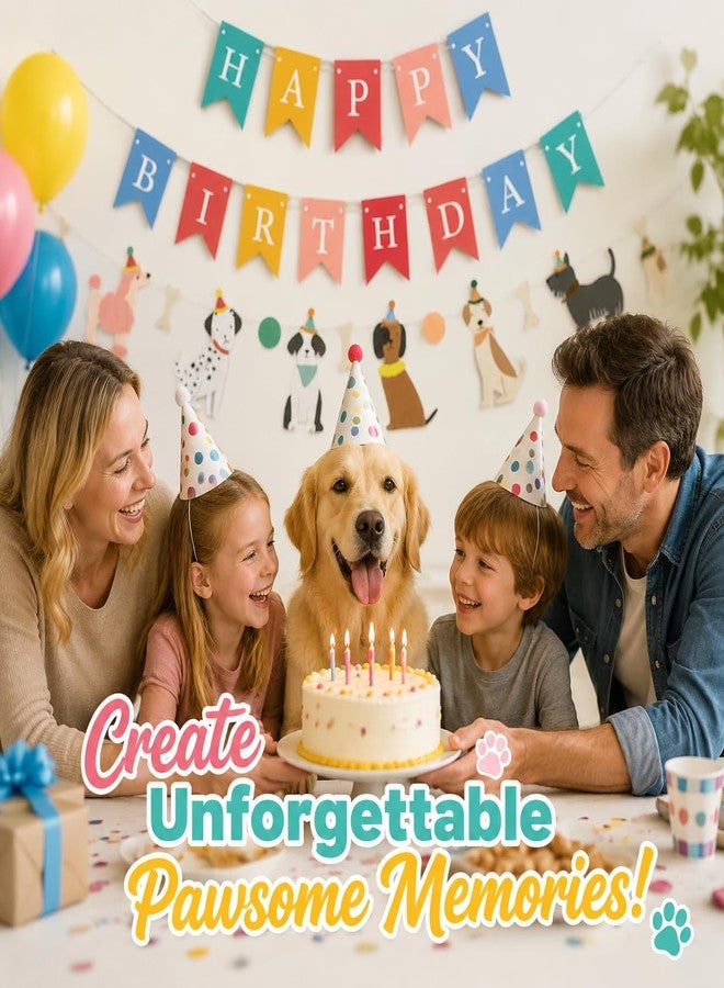 Intatikoo Dog Birthday Banner with Cute Paw Prints,DIY Adjustable Puppy Party Decorations Set, Lightweight & Wall-Safe Bunting Backdrop for Pet Gotcha Day, Indoor Outdoor Celebration Photo Prop - Image 3