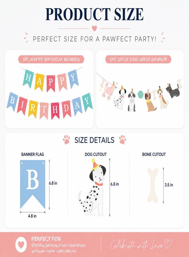 Intatikoo Dog Birthday Banner with Cute Paw Prints,DIY Adjustable Puppy Party Decorations Set, Lightweight & Wall-Safe Bunting Backdrop for Pet Gotcha Day, Indoor Outdoor Celebration Photo Prop - Image 2