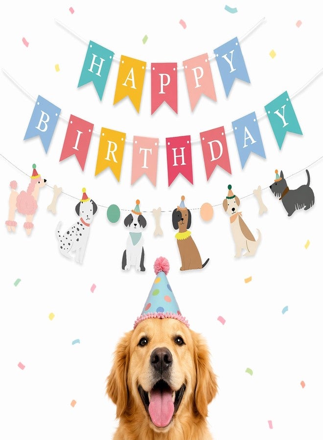 Intatikoo Dog Birthday Banner with Cute Paw Prints,DIY Adjustable Puppy Party Decorations Set, Lightweight & Wall-Safe Bunting Backdrop for Pet Gotcha Day, Indoor Outdoor Celebration Photo Prop - Image 1