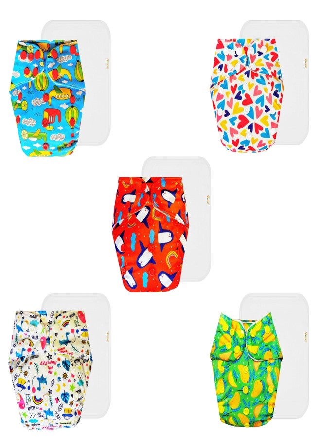 Dumbledo Premium Cloth Diaper with Cotton Insert (Pack of 5) | Hypoallergenic | Reusable & Washable | Quick Dry | Trusted by Moms | 3 Months - 3 Years | Unisex Baby - Image 1