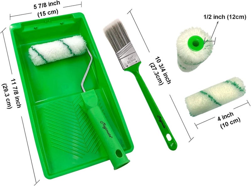 Magimate Mini Paint Rollers with Brush and Paint Tray – 4 Inch Small Stain Roller Kit for Quick House Touch ups Wall Trimming Painting (Pack of 6) - Image 3