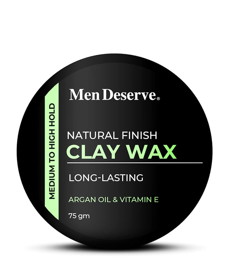 Men Deserve Natural Finish Hair Clay Wax (75gm) - Image 1
