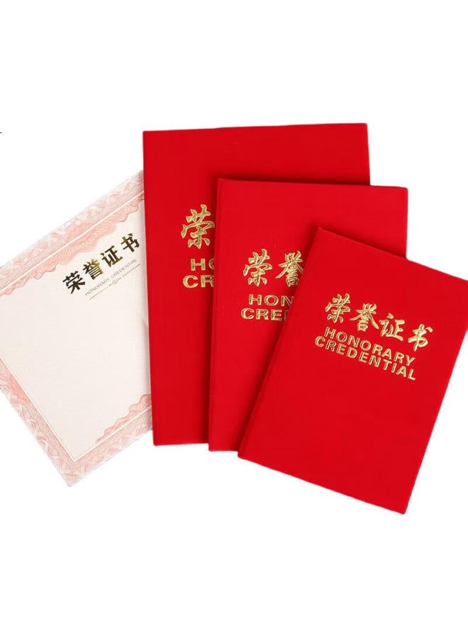 Tango Honorary Certificate, Red Velvet Cover With Gold Foil, Award Certificate, Commendation Certificate Cover, 1 Book 6K With Inner Pages, Office Supplies - Image 1