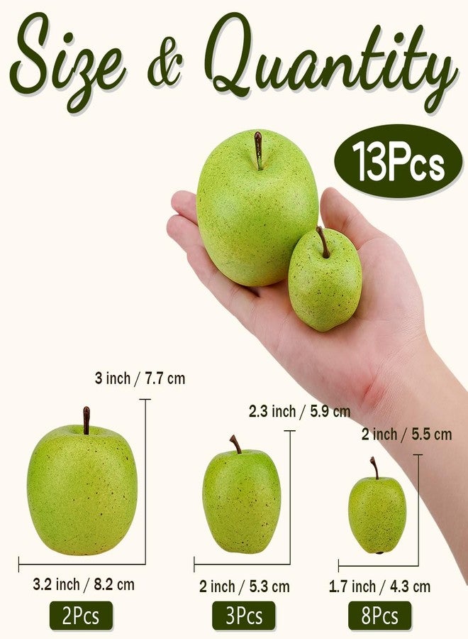 Meiwlong 13Pcs Artificial Green Apples, Fake Fruit Faux Apples for Home Kitchen Table Fruit Bowl Decor, Holiday Decorations, Photography Props - Image 2